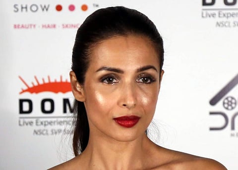Actress Malaika Arora at India Makeup Show with entrepreneur Bobbi Brown for a masterclass in New Delhi on 20 April 2019. (Amlan Paliwal/IANS)