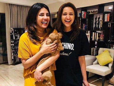 Priyanka and Parineeti with Bailey