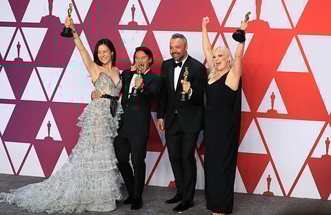 Elizabeth Chai Vasarhelyi, Jimmy Chin, Evan Hayes and Shannon Dill. (Xinhua/Li Ying/IANS)