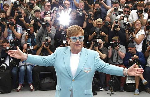 Elton John poses at the photo call for the film 'Rocketman' at the 72nd international film festival, Cannes, southern France, Thursday, May 16, 2019. (Photo by Joel C Ryan/Invision/AP)