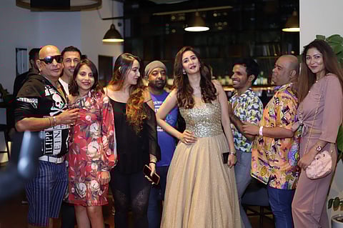 Mumbai: Actress Chahat Khanna with guests at the launch of her new clothing brand, in Mumbai, on May 16, 2019. (Photo: IANS)