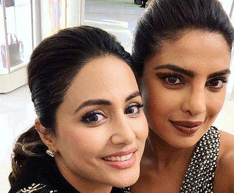 Hina Khan with Priyanka Chopra at Cannes 2019