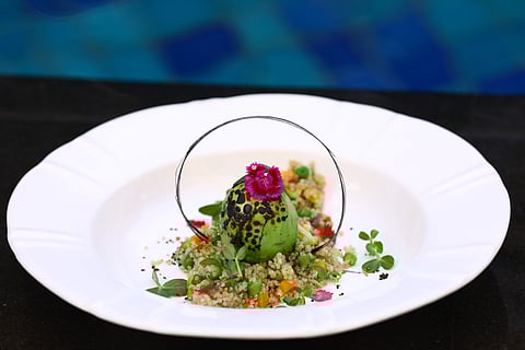 Quinoa risotto with roasted avocado        