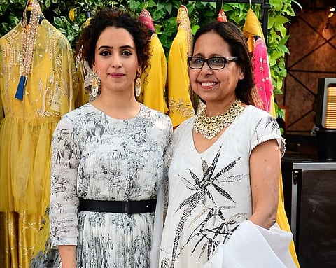 Sanya Malhotra with Anju Modi at the preview of Anju Modi and Tyaani by Karan Johar