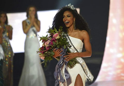 Miss North Carolina Cheslie Kryst wins the 2019 Miss USA final competition in the Grand Theatre in the Grand Sierra Resort in Reno. (Jason Bean/The Reno Gazette-Journal via AP)