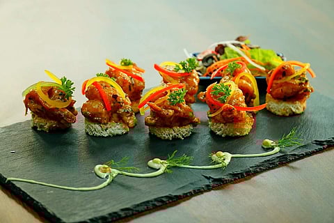 Tangy and Chilli Shrimp on toasted bread