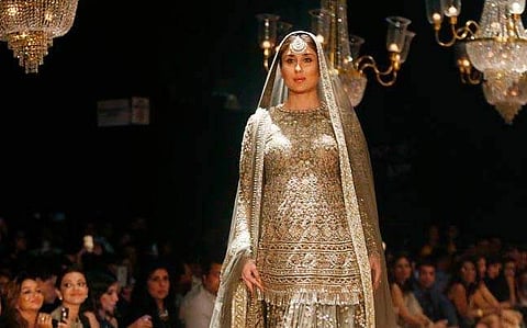 The stunning Kareena Kapoor Khan walking the ramp for designer Sabyasachi at Lakme Fashion Week Winter/Festive 2016. Source: Internet
