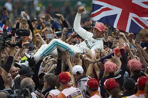 Hamilton after his victory in Britain