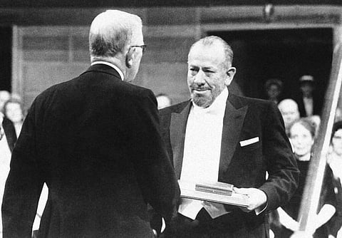 1962 file photo: John Steinbeck receives the Nobel Prize for Literature (AP Photo, File)