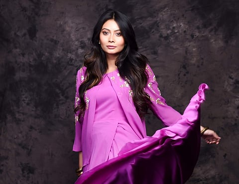 A layered lavender kurta with a long jacket