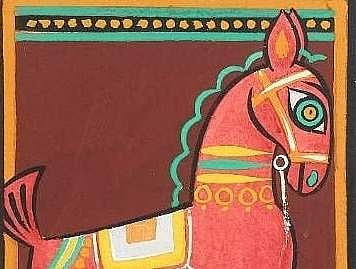 Detail of Jamini Roy's Untitled (Tempera on paper) $6,000-8,000