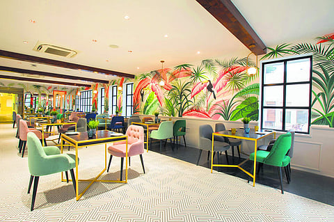 Cheerful interiors at with tropical vibes at Canvas by Sketch