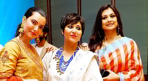 Arpita, Swastika and Debjani at the unveiling of Guldasta