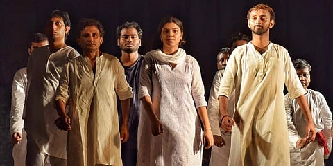 A still from the mime act play Khudiram