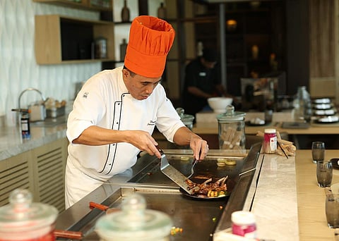 Chef Padua at the Teppanyaki counter at Nori