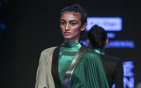 Amit Aggarwal’s A/W ’19 collection employs fabric made from recycled PET bottles