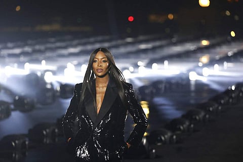 Model Naomi Campbell wears a creation as part of the Saint Laurent Ready To Wear Spring-Summer 2020 collection, unveiled during the fashion week, in Paris. (Photo by Vianney Le Caer/Invision/AP)