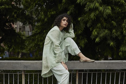 New Delhi-based Manan’s latest collection is all about metallic linen and sustainable ensembles