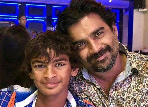 Madhavan with his son