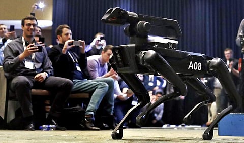 2018 file: A Boston Dynamics SpotMini robot (AP Photo/Charles Krupa)