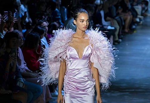 The Prabal Gurung collection is modeled during Fashion Week, Sunday, Sept. 8, 2019 in New York. (AP Photo/Craig Ruttle)