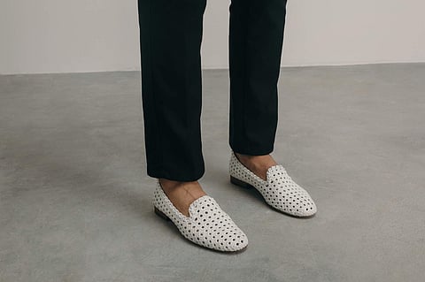 Woven goat leather slipper by JVAM