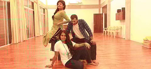 During a break from rehearsals of Binder