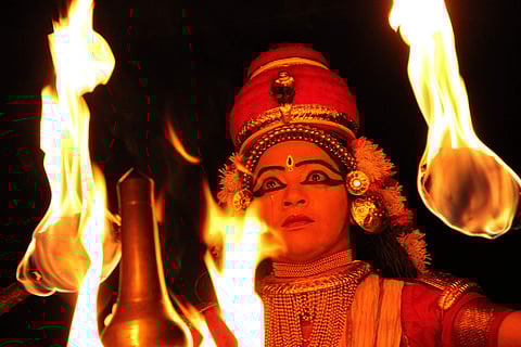 A scene from G Venu's play Urubhangam