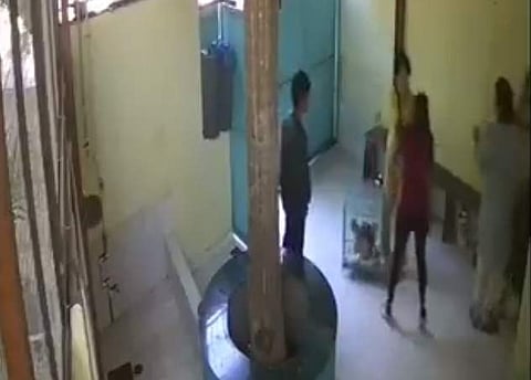 A screen grab of CCTV footage of Heeba Shah assaulting pet clinic staff in Mumbai (Photo: IANS)