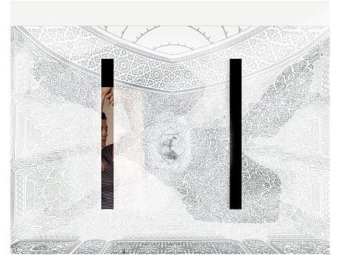 Remen Chopra W Van Der Vaart, ‘Wordless wonder II’, Graphite and photograph on archival paper, 50x61 inches, 2019. (Photo: Remen Chopra W Van Der Vaart / The Gujral Foundation)