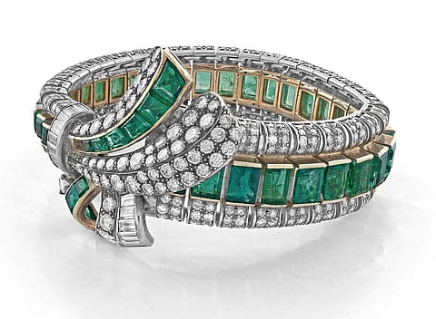 Vintage Diamond and Emerald Bracelet, circa 1940, from the catalogue
