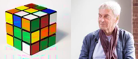 Erno Rubik with his invention