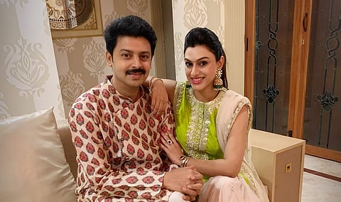 Srikanth and Vandana all dressed up for Diwali