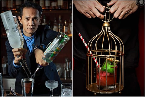 (L) Ron Ramirez, Creative Director of Mixology, The Finch; (R) Cocktail The Bird Cage
