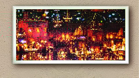 Ganga Aarti. Oil on canvas by Kisalay Vora