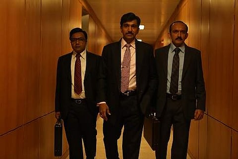 A still from Scam 1992: The Harshad Mehta Story