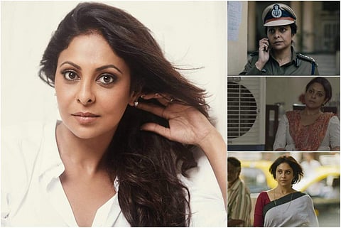 (L) Shefali Shah; (R) Still from Delhi Crime, Juice and Once Again featuring Shefali Shah