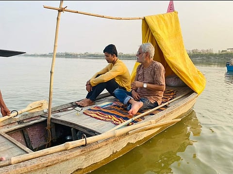 Sanjay Mishra with co-star Anand Raaj in Andaman