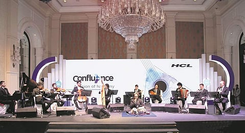 The ensemble on stage