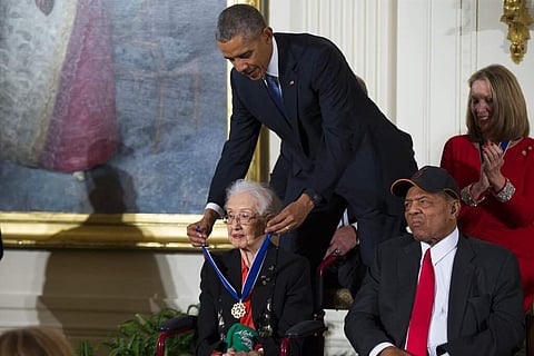 President Obama presents the Presidential Medal of Freedom to Katherine Johnson (AP Photo/Evan Vucci, File)