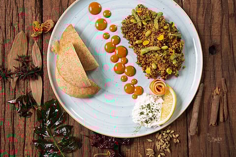 Quinoa Asparagus Biryani with Edamame