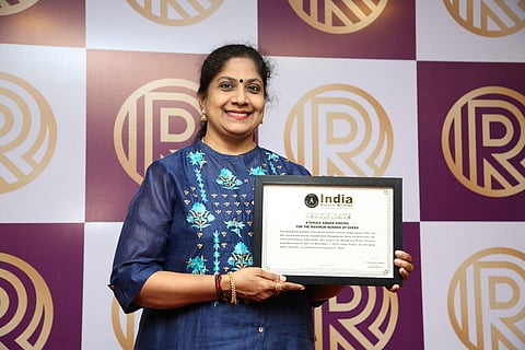 Singer Jaya Rajagopalan with the India book of Records award