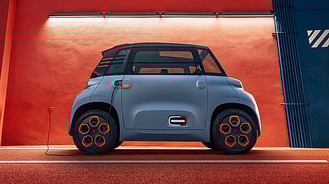 Citroen Ami: A new urban motility vehicle; 100% electric, zero CO2 emissions, battery charges in 3 hours. And in Europe youngsters can drive it without a licence. INR 4.8 lakh.