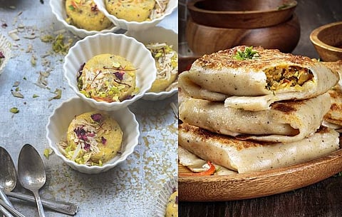 Kiwi Barfi and Chicken Masala Crepe Parcels