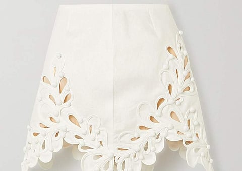 Brightside Rouleaux cutout linen mini skirt from Zimmermann