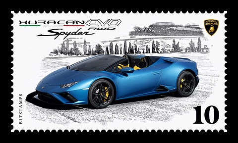 The Huracán EVO RWD Spyder stamp