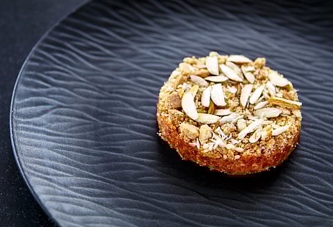 Almond and Carrot Halwa Crumble