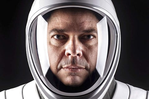 NASA astronaut Bob Behnken in his spacesuit at SpaceX headquarters in Hawthorne, California (SpaceX via AP)