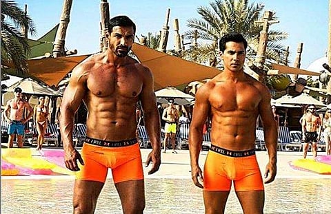 John and Varun in a scene from Dishoom