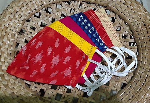 Printed cotton masks by Anupam Chatterjee